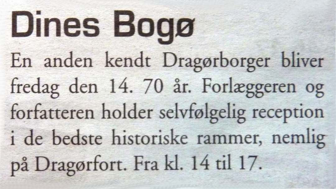 Dines Bogø - 70 år